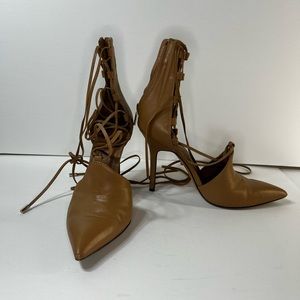 Vero Cuoio Leather Lace Up Pump Pointy 39/8.5